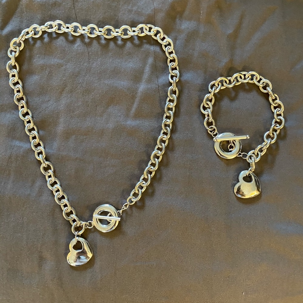 Sterling silver necklace and bracelet set